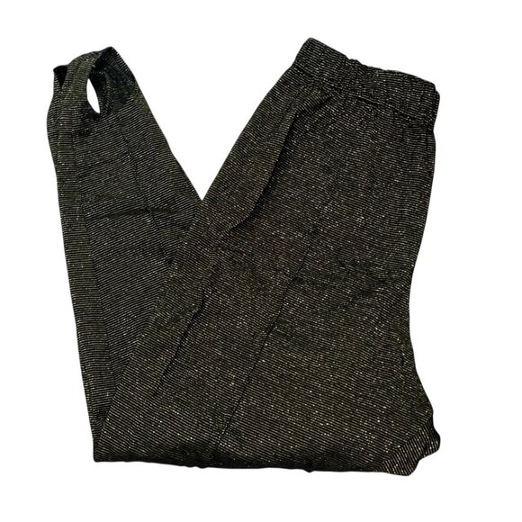 Vintage Black & Gold Metallic Stirrup Pants Elastic Waist Sz Medium By Partners - Picture 10 of 11